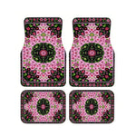 Red Bohemian Paisley Print Car Floor Mats 4Pcs Universal Anti-Slip Auto Carpet Inte additional angle