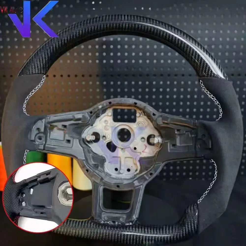 Carbon Fiber Customized Steering Wheel leather Alcantara For Tiguan Passat VW Golf MK7 7.5 GTI GTD GTE 2013-2020 GTI