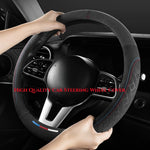 Car Steering Wheel Cover Wrap Suede Leather Breathable Anti Slip Universal 37-38cm Steer detail view