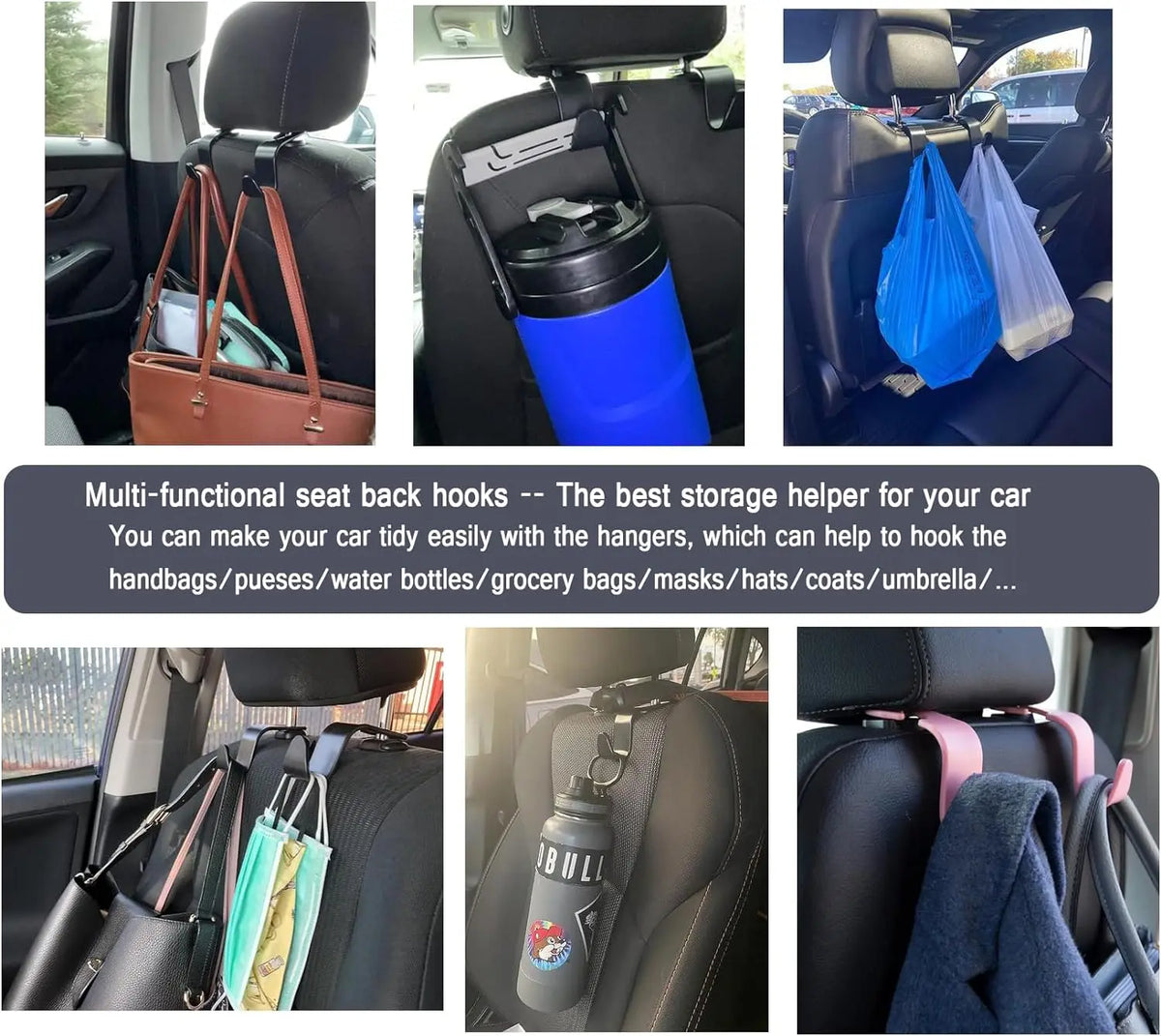Car Seat Headrest Hook Organizer for Purses, Bags, Cloths alternate view