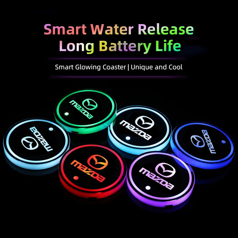 LED Car Cup Pad Rechargeable Auto Atmosphere Lamp | Ambient Light for Mazda Models additional angle