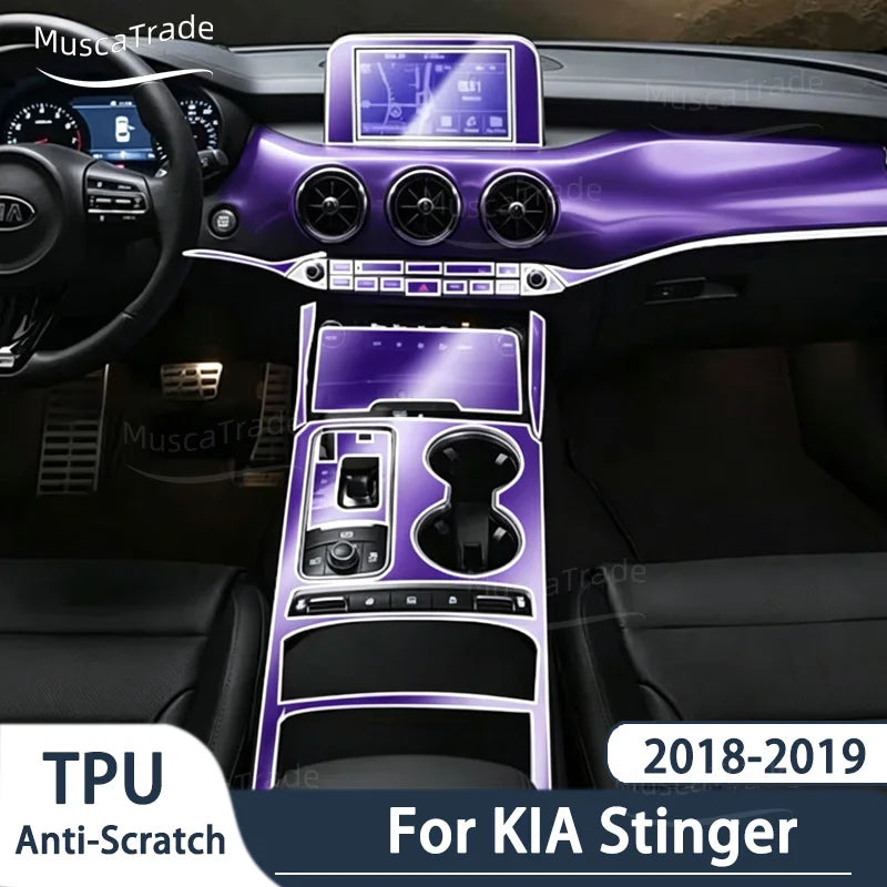 For KIA STINGER 2018 2019 TPU Transparent Protect Film Interior Sticker Center Console Navigator Gea