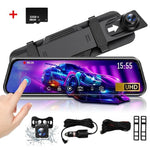 Touch Screen 1080P HD Automotive Driving Recorder Front & Rear Dashcam with Interior Car Camera, Photo Mode, AVI Video Format, Car Electronics Accessory
