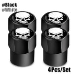 Red Skull Valve Stem Caps | 4-Pack Aluminum Alloy Tire Valve Covers for Cars, Trucks, Mo detail view