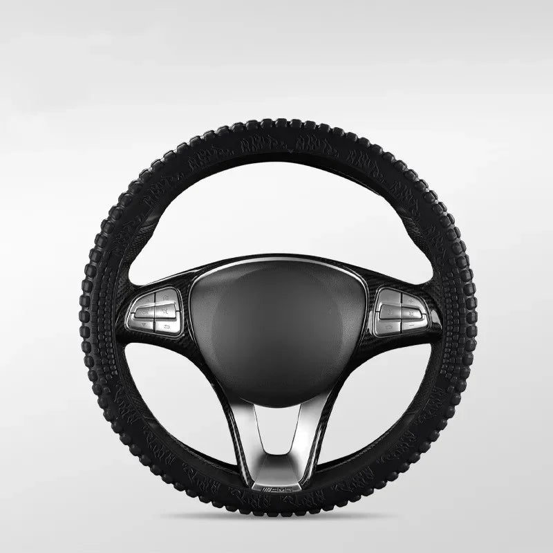 Universal Elastic Car Silicone Steering Wheel Cover Tire Texture Soft No Inner Ring S alternate view