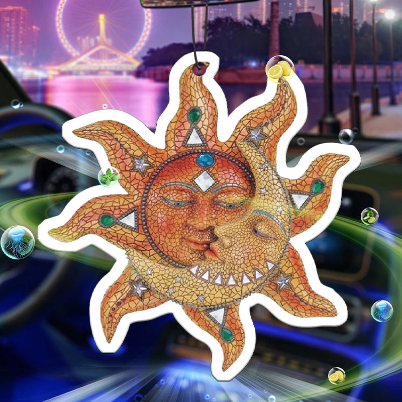 Mosaics Sun Moon wall decoration pendant popular style car incense car perfume perfume lasting fragrance pendant air outlet frag
