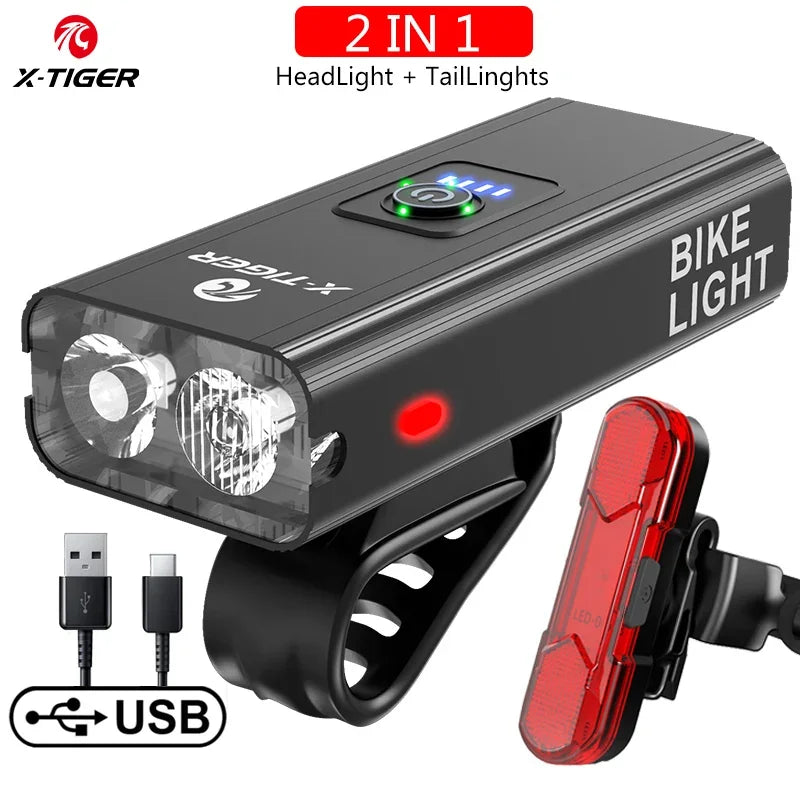 X-TIGER Bike Front Light Set Waterproof MTB Bicycle Lamp 5200mAh USB Rechargeable L additional angle