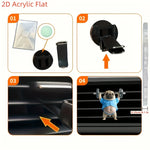 3PCS 2D Acrylic Flat Adorable Pug Car Air Vent Fragrance Diffuser, Acrylic Car Vent Decoration Clip Interior Accessories.