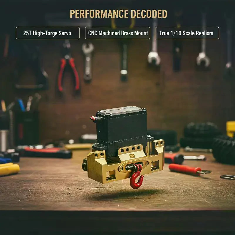 Car 25T Steering Gear Servo Winch Spool Wheel Drum Steel Wires Trailer Hook For 1/10 RC Crawler Tool