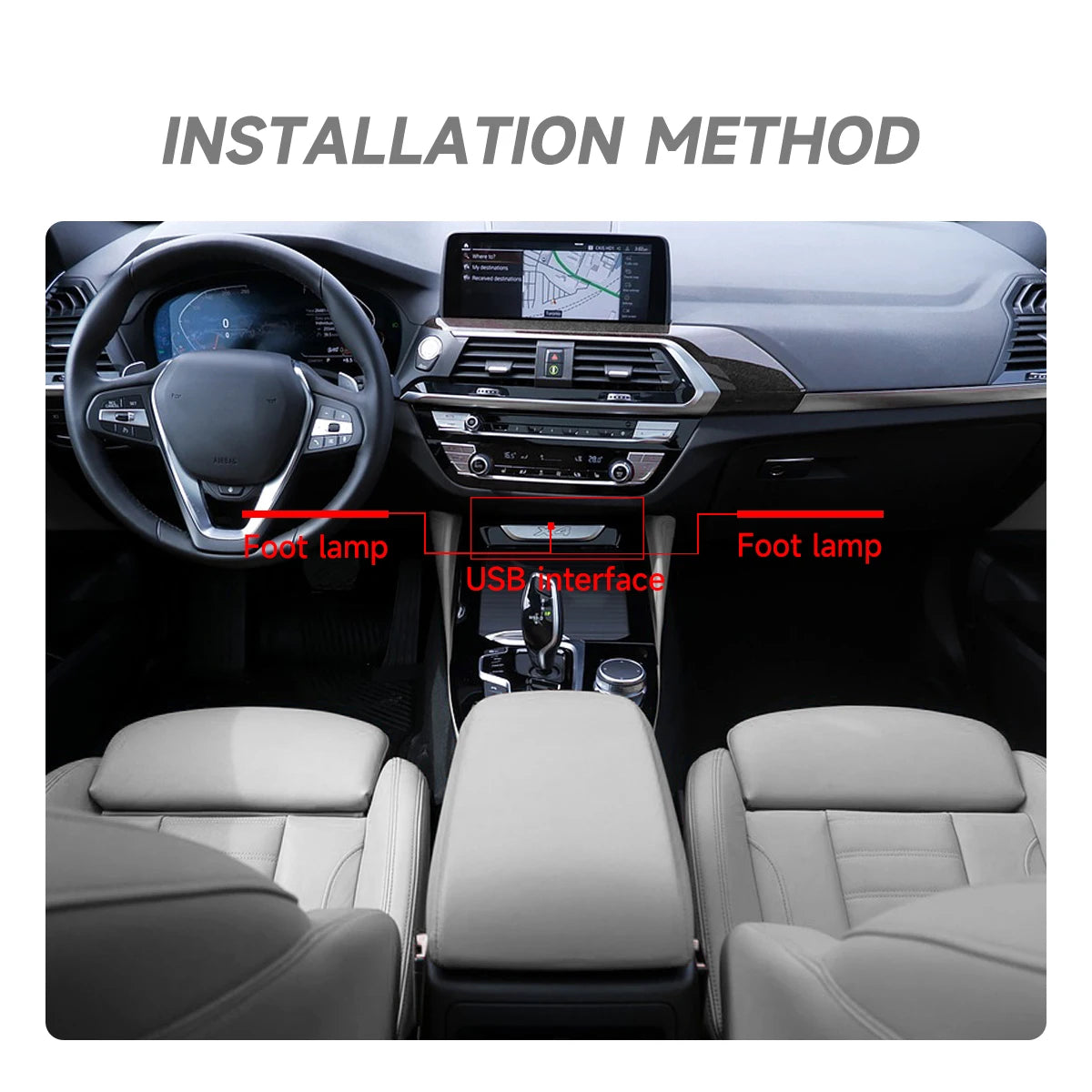 Car Interior Ambient Light USB LED Strip 5V Blue lifestyle view