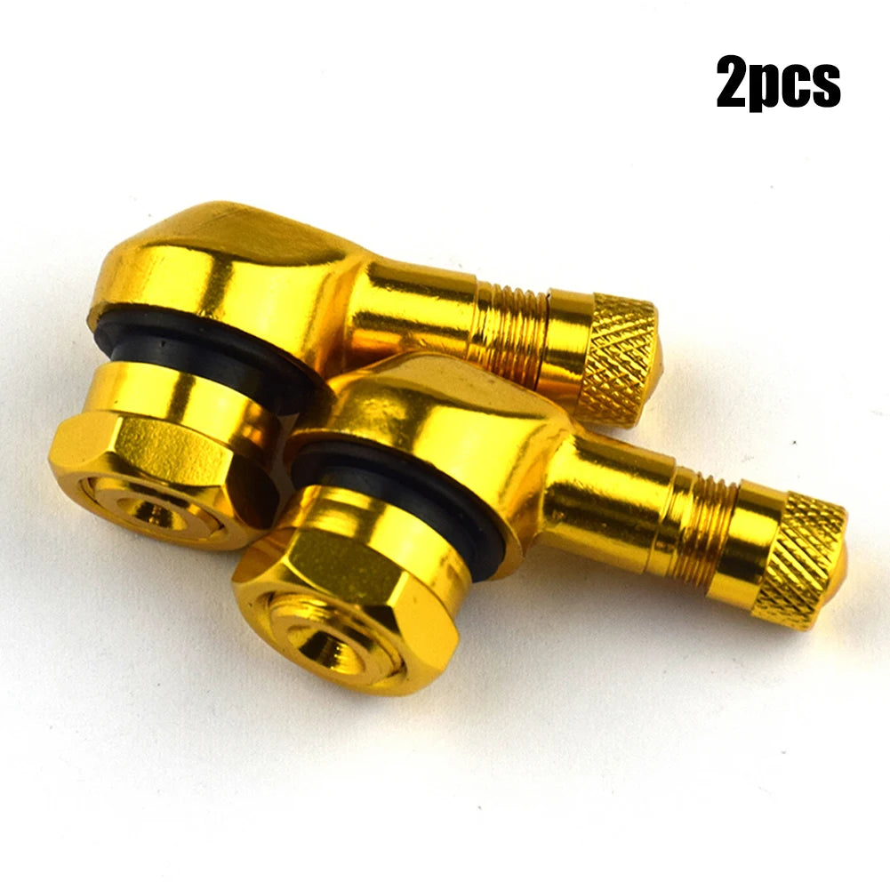 2PCS CNC Motorcycle 90 Degree Angle Valve Stems | Aluminum Tubeless Tire Pressure Chec close-up view