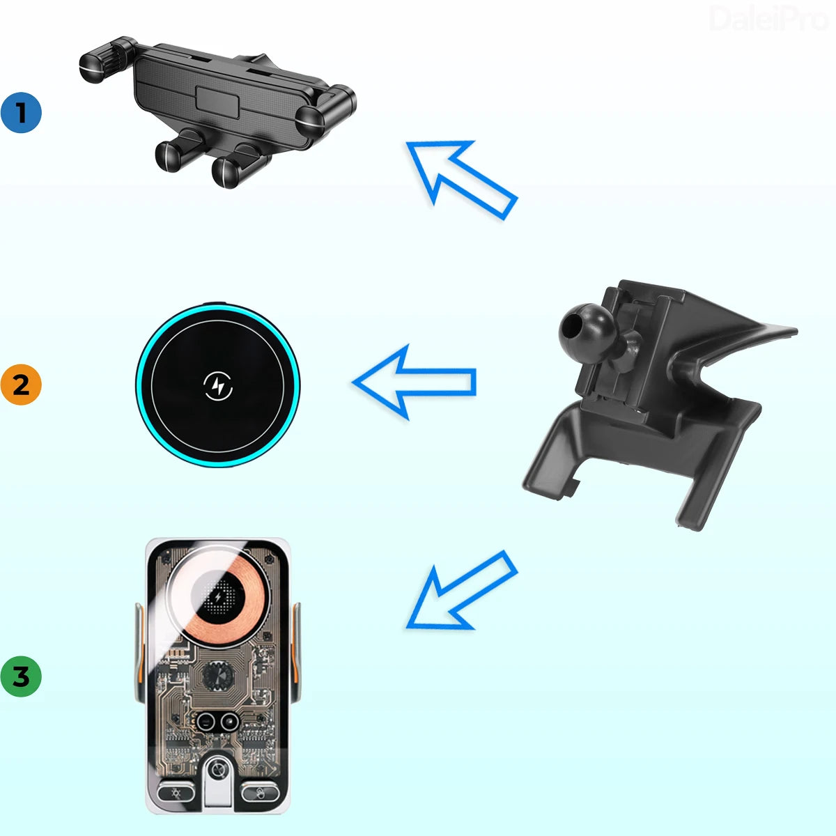 For Volvo S90 V90 2016 2017 2018-2025 Car Phone Holder Wireless Charger Holder Phone A close-up view