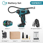 YOFIDRA Electric Air Pump Tire Inflator High Pressure Digital Display Multifunct Car Air Compressor Tool For Makita Battery Pin