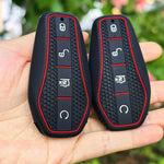 Silicone Car Key Cover Black 4 Button for BYD Atto 3 Han EV Dolphin close-up view