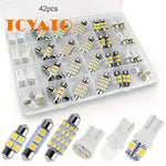 TCYATO 42 Pcs T10 6000K SMD LED Bulbs for Car Interior Dome License Plate Reading Light | Car RV Int