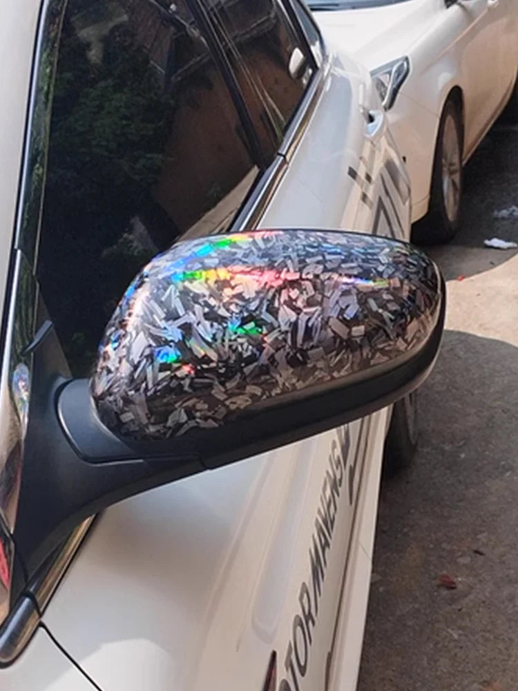 Glossy Laser Forged Carbon Fiber Vinyl Wrap Self-Adhesive Car Sticker Waterproof for Aut detail view