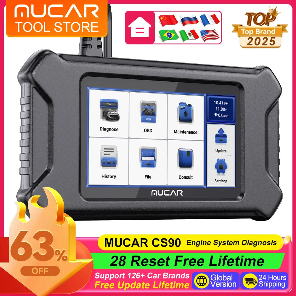 MUCAR CS90 CS4 CS5 CS6 Car Diagnostic Tool Lifetime Free Update Auto Diagnostics Scanner Auto Vin Reading Car Error Code Reader