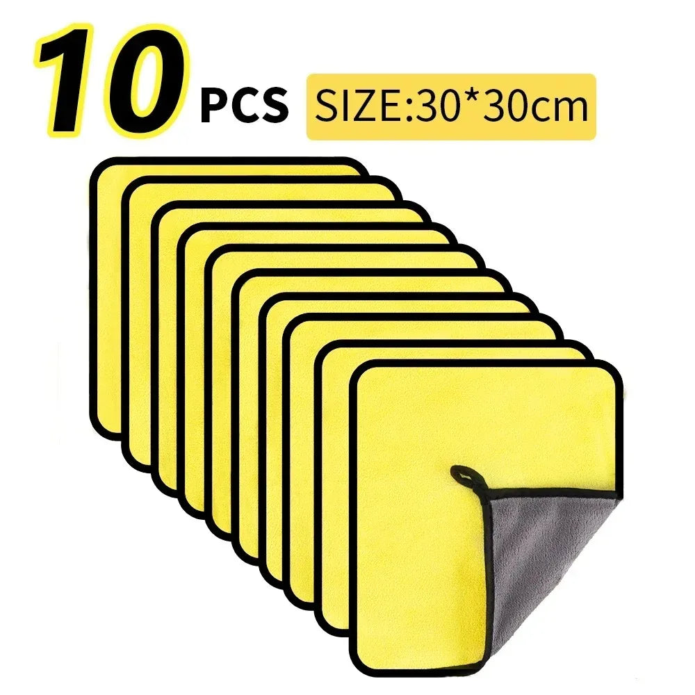 10-Pack Microfiber Car Wash Towels | 30x30 cm Cleaning & Drying Cloth Set