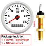 3000RPM Tachometer 85mm with Sensor | Diesel Engine Marine Boat Car RPM Gauge Hour Met close-up view