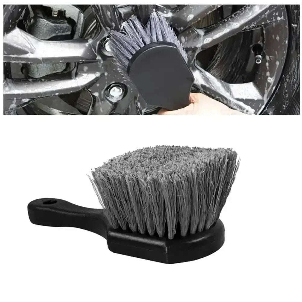 Car Wheel Cleaning Brush Detail Brush Short Handle Tire Rim Washing Brush Vehicles Cle close-up view