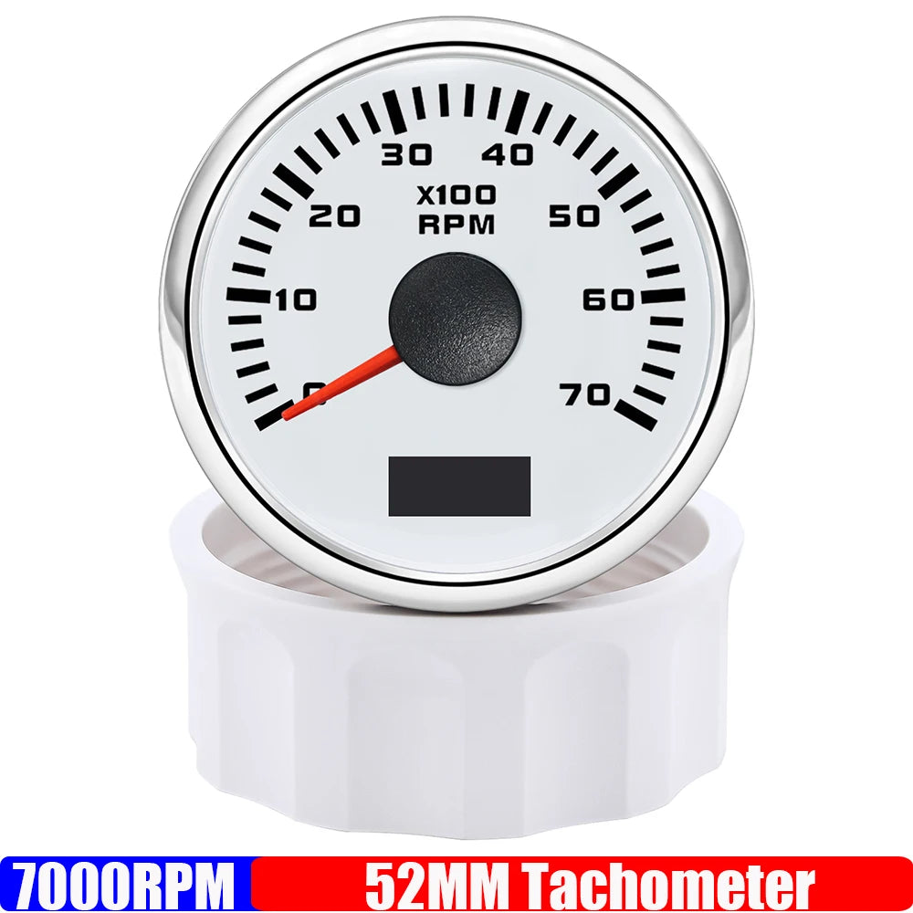 2" 52mm Tachometer Gauge | Red Backlight RPM Meter for Car Boat Marine 12V 24V alternate view