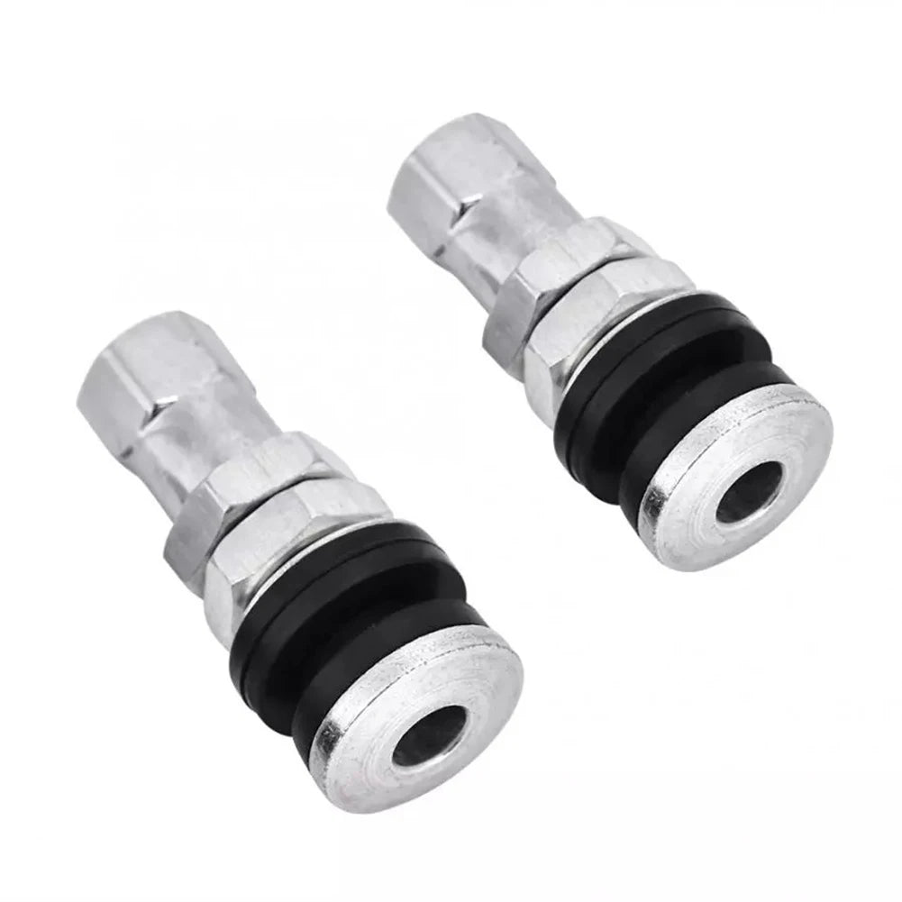2 Pcs Silver Metal Car Tire Valve Short Stems | Tubeless Vacuum Replacement