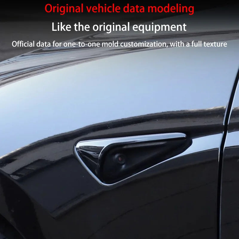 For New Tesla Model Y Juniper 2025+ ABS Carbon Pattern Side Camera Cover | Protective close-up view