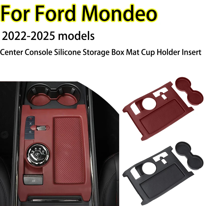 1SET Center Console Silicone Storage Box Mat Cup Holder Insert For Ford Mondeo 22-25 Anti-slip Dustp