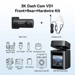 Baseus 3K Dash Cam VD1 Front and Rear Cam HD Built-in GPS Galileo Supercapacitor Car alternate view