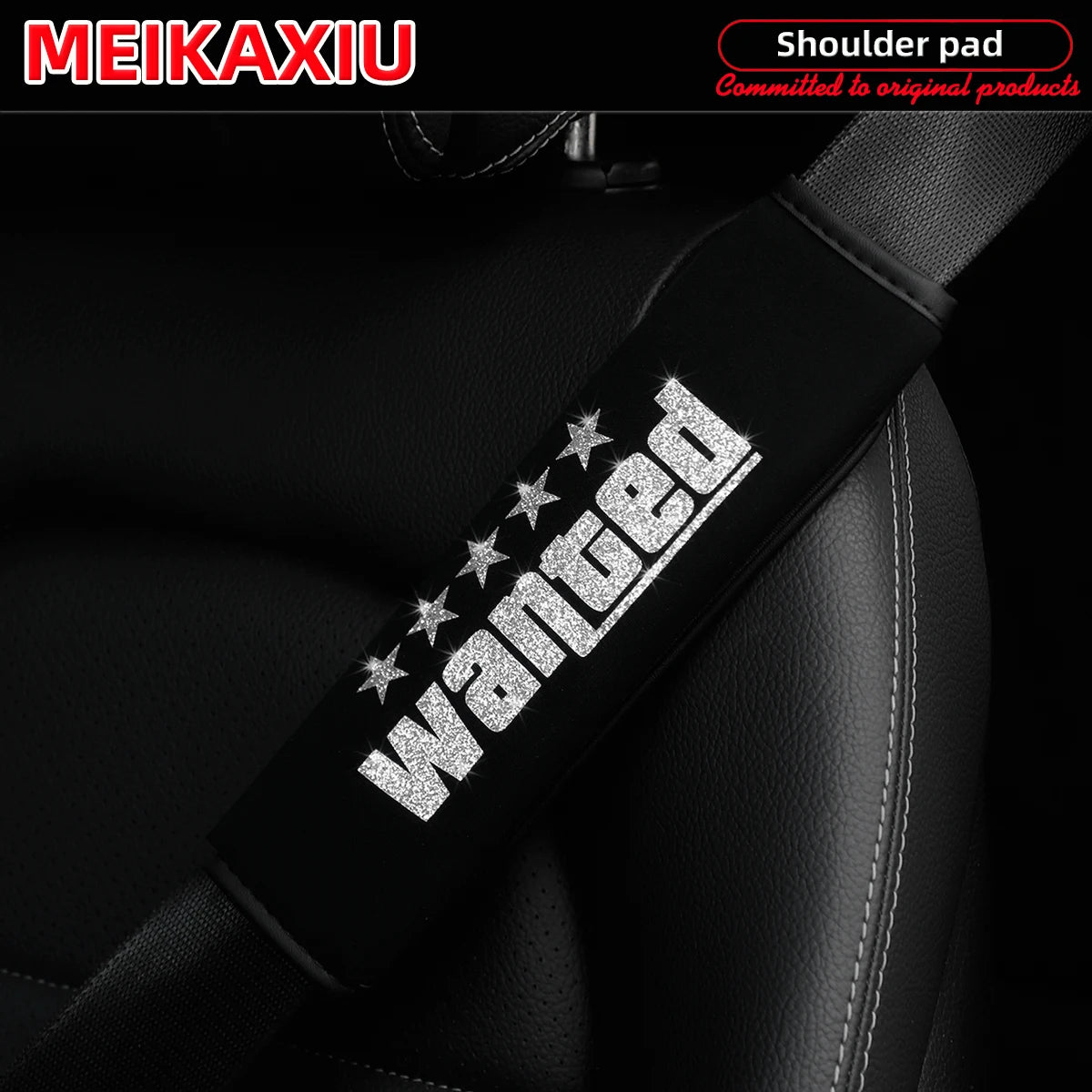 WENTED Flash Bllingbling New Style Comfortable Fabric Car Seat Belt Shoulder Cover Car close-up view
