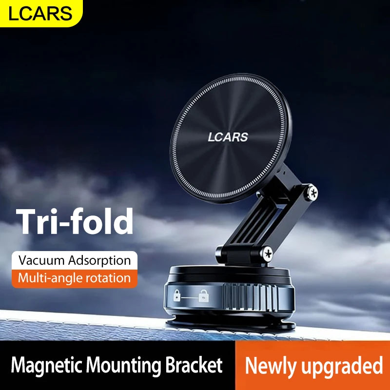 Lcars Car Phone Holder, 360-Degree Rotating Magnetic Head with Dual-Mode Vacuum Suction, Foldable Design for Car Dashboard, Compact Size for Easy Storage, Stylish Appearance, Durable Structure, Suitable for Multiple Use Scena