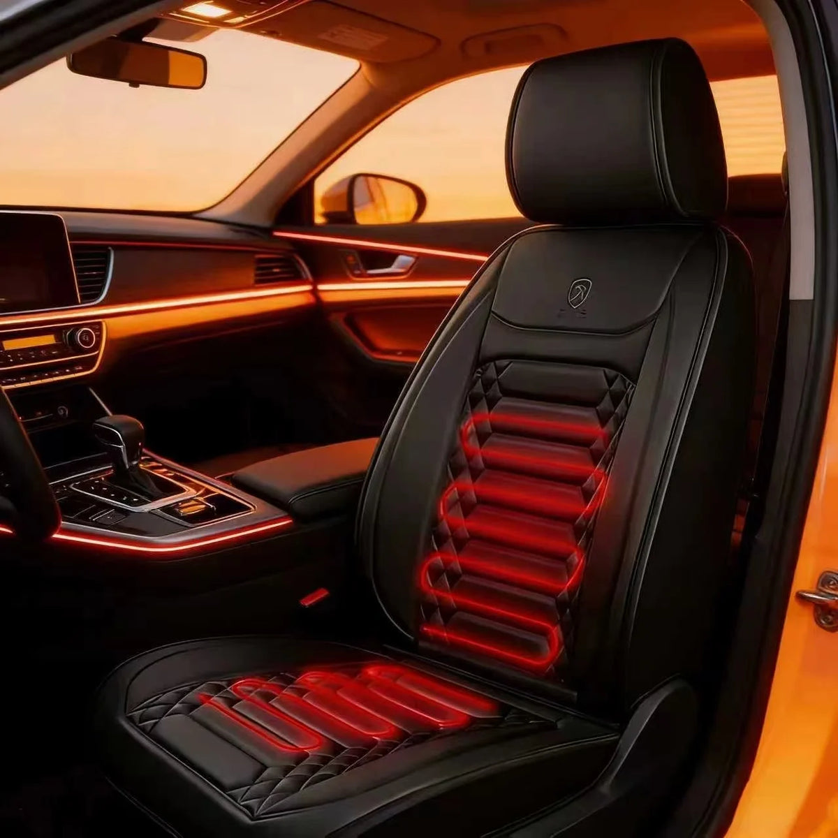 Heated Car Seat Cover 12V Winter Seat Cushion 2 Pcs close-up view