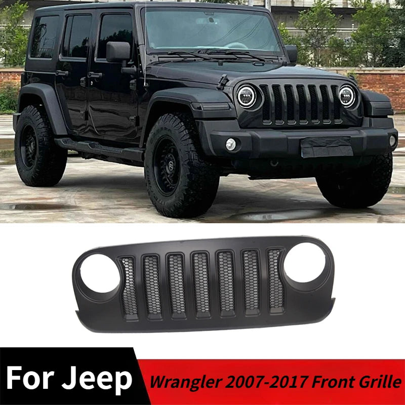 ABS Front Grille for Jeep Wrangler 2007-2017 | Black Grill Guard Cover