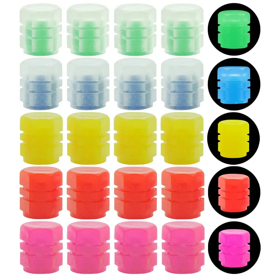Luminous Valve Caps Fluorescent Night Car Tire Valve Caps Motorcycle Bike Glowing D additional angle