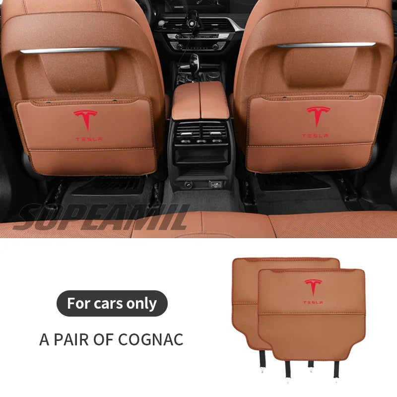 Car Seat Back Protection Anti-Kick Pad Rear Seat Storage Bag For Tesla Cybertruck Beast Roadster Model 3 Model Y Model S Model X