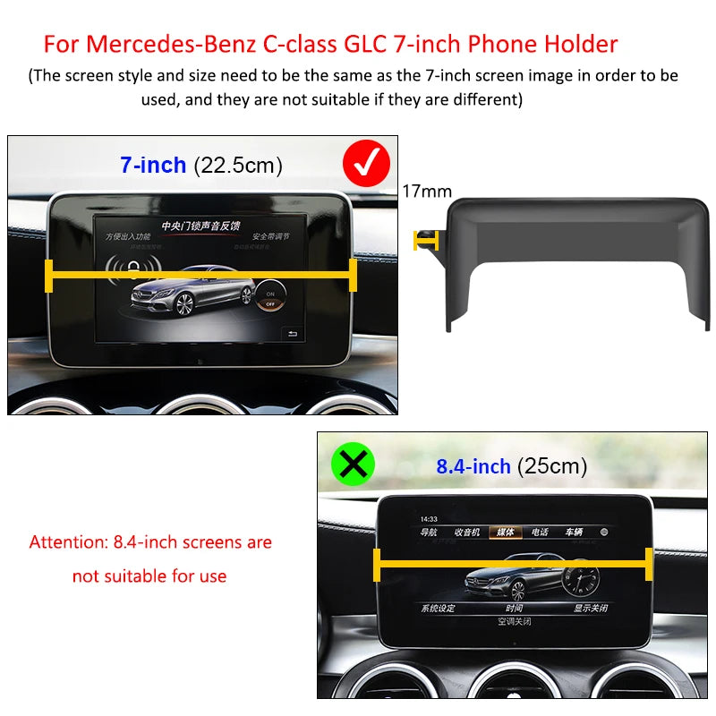 AULIGUS Car Phone Holder for Mercedes-Benz C GLC V-class w204 w205 x253 w447 7/10.2 additional angle