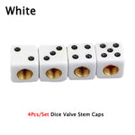 DSYCAR 4Pcs Gold Dice Tire Valve Caps | Dustproof Plastic Wheel Stem Caps for Auto Tru close-up view