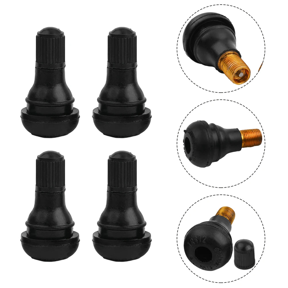 TR412 Snap-in Car Tubeless Tyre Valve Stems | 4 Pack Rubber Copper Vacuum Tire Air Val close-up view