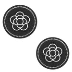 2PCS of Diamond Car Coasters, Tea Flower Car Cup Holders, Silicone Anti Slip Coasters, close-up view