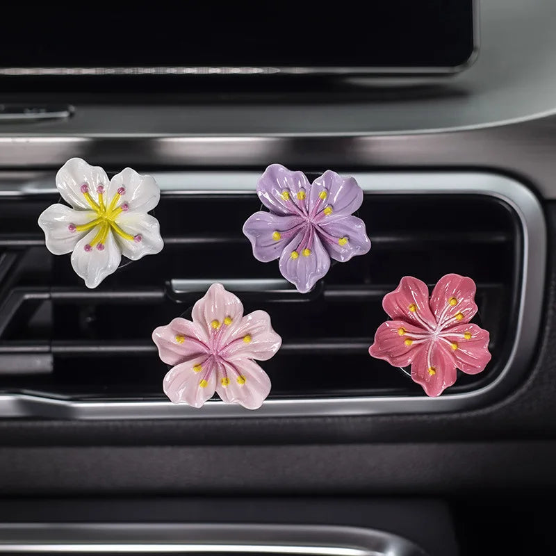 2Pcs Car Perfume Clip Flower Air Freshener | Cherry Blossom Peach Blossom Car Decor
