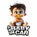 Cute Baby Pacifier in Car Warning Sticker | Baby Safety Car Window Decal close-up view