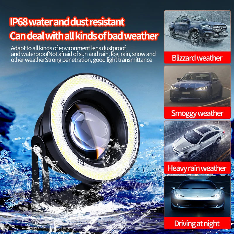 Devil's Eye LED Car Dynamic HeadLamps Angel Eyes lamp Waterproof Headlight 82 Modes additional angle