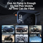 Portable Air Compressor Pump Electric Tire Inflator Digital LCD Display Wireless Cordless Car Tire Pump for Motorcycle Bicycle Boat Ball Inflatable Home Garage Trip