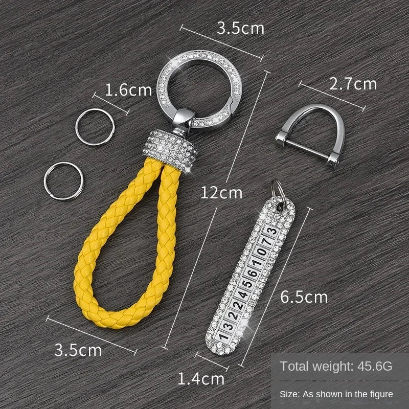Leather Car Keychain With Phone Number Card Holder alternate view