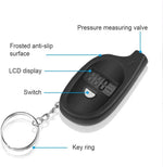 Mini Keychain Digital Tire Pressure Gauge | LCD Display Car Tire Tester with Safety Al close-up view