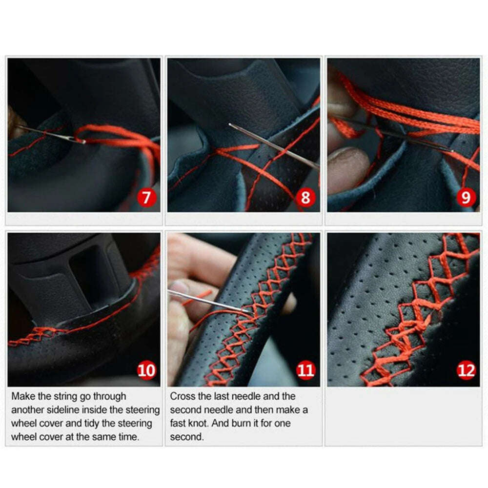 Universal Steering Wheel Cover Made of Leather Braid lifestyle view
