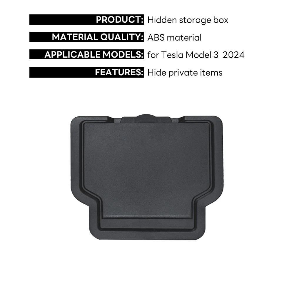 for Tesla Model Y 2025 and Model 3 Highland 2024 Armrest Storage Box | Hidden Magnetic O detail view
