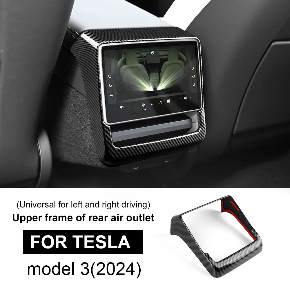 ABS Carbon Fiber Steering Wheel Frame Cover For Tesla Model 3 Highland 2024 Model Y Juniper 2025 Trim Car Interior Accessories