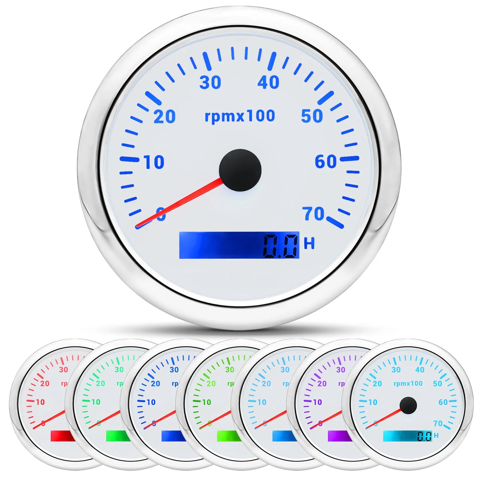 85MM Digital Tachometer 3000-8000 RPM | 7-Color Backlight LCD for Boat Car Marine RV lifestyle view