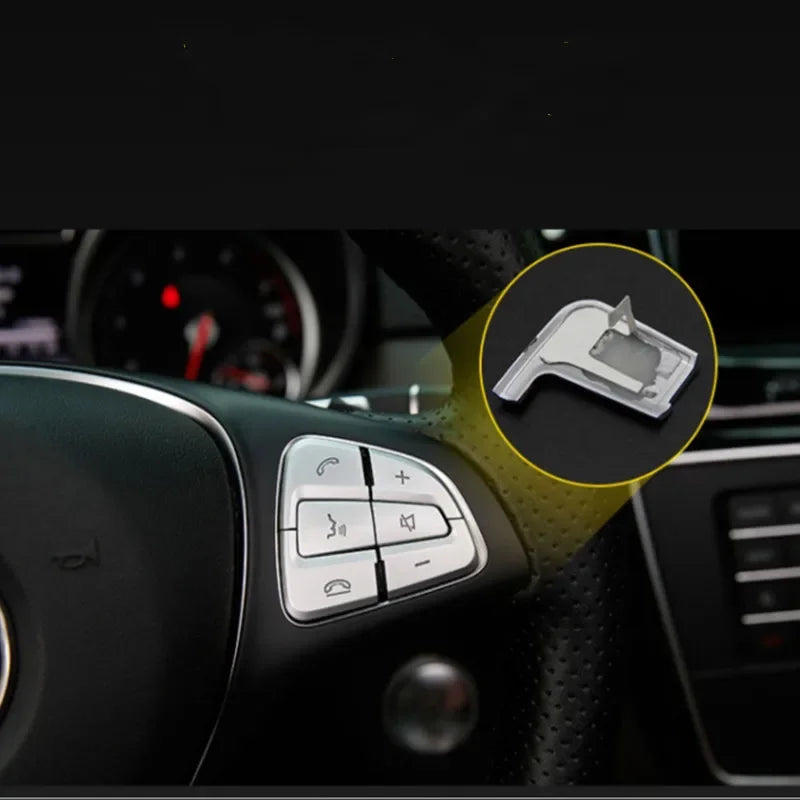 ABS Car Accessories Steering Wheel Buttons Knob Trim Cover Stickers For Mercedes Be additional angle